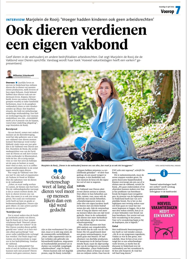 Interview over Vakbond voor Dieren